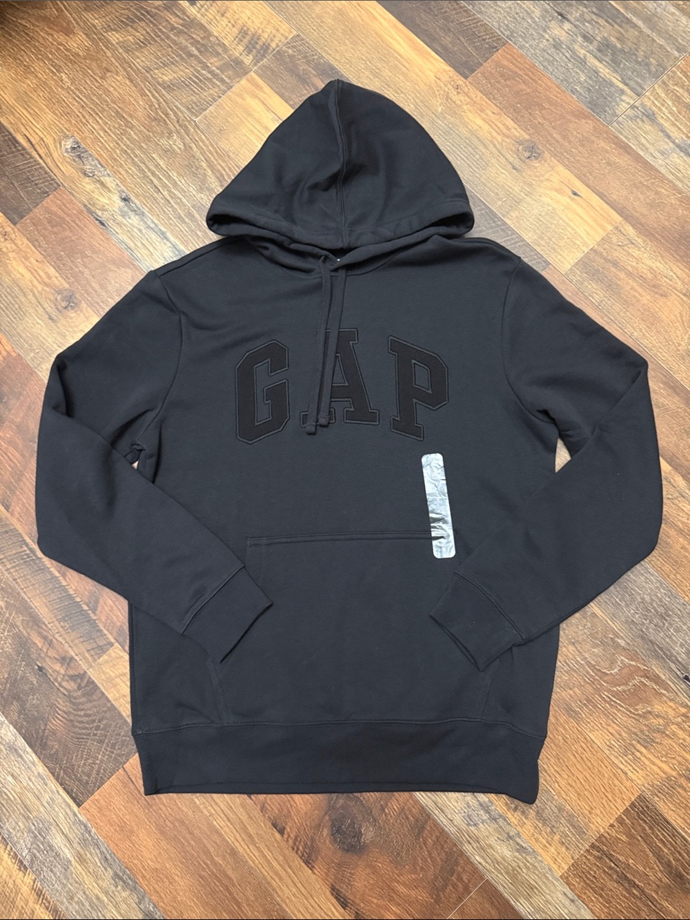 GAP Black Logo Pullover Hoodie Size Small NWT Tonal Arch Fleece
